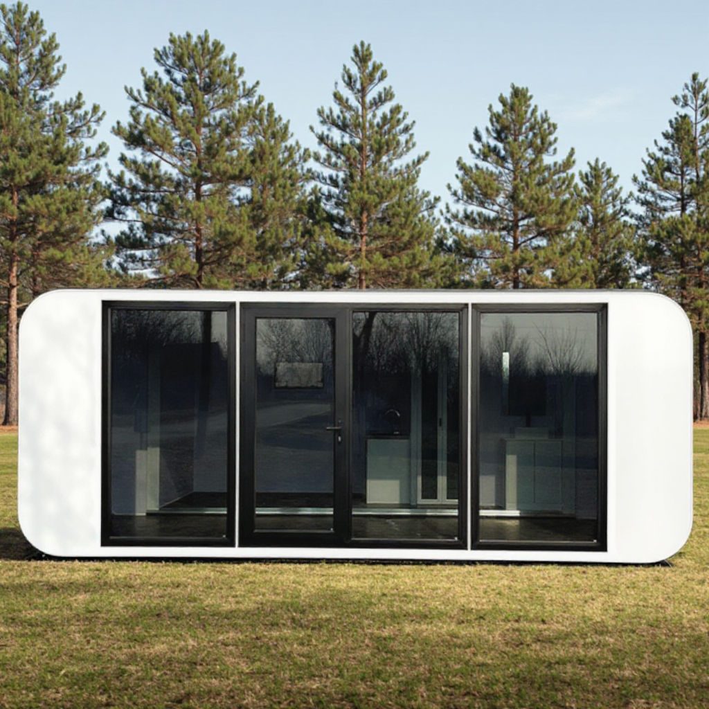 The Wicklow Studio modular home exterior in a garden